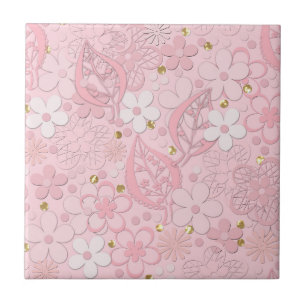 Pink paper flowers tile