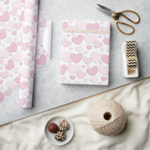 Pink Paper Heart Pattern Wrapping Paper