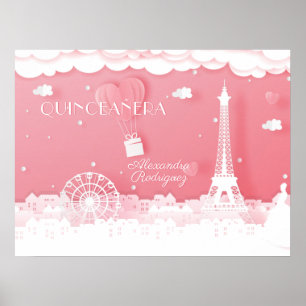 Pink Paper Paris Quinceañera Poster