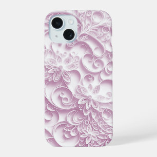 Pink Paper Quilling Daisy Design iPhone 15 Case