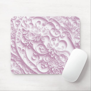 Pink Paper Quilling Daisy Design Mouse Pad