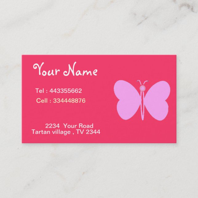 pink papillon business card (Front)