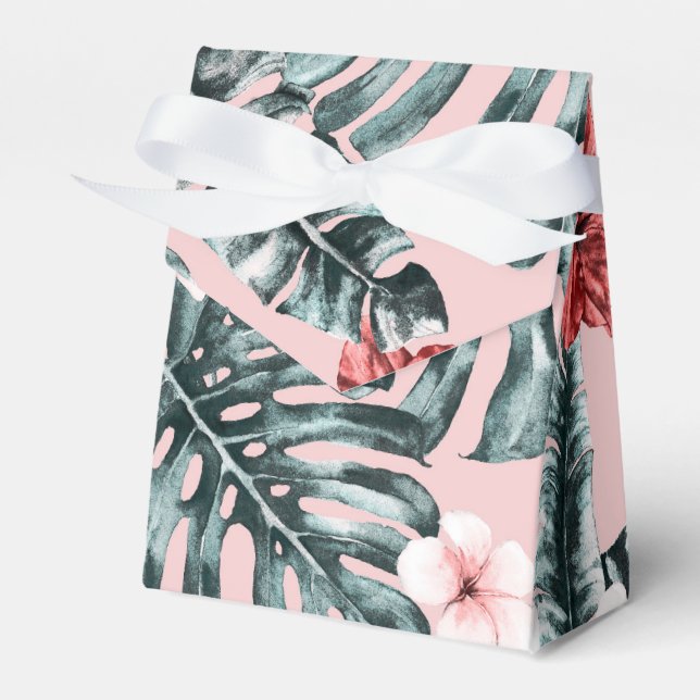 Pink Paradise Tropical Island Floral Botanical Favour Box (Front Side)