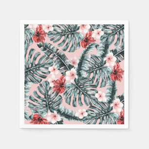 Pink Paradise Tropical Island Floral Botanical Napkin