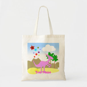 Pink Parasaurolophus Cartoon Dinosaur Bag/ Tote Bag