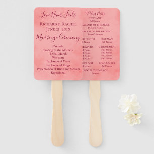 Pink Parchment Wedding Program Hand Fan