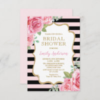 Pink Paris Bridal Shower Watercolor Roses Wedding
