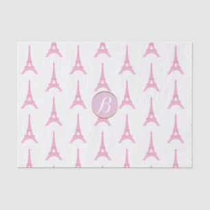 Pink Paris Eiffel Tower Monogram Modern Party Tissue Paper
