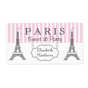 Pink Paris Eiffel Tower Sweet 16 Name