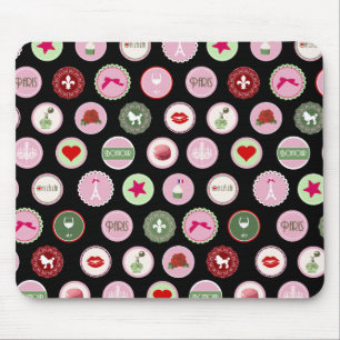 Pink Paris love girly pattern Mouse Pad