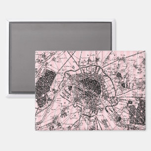 Pink Paris Map Magnet