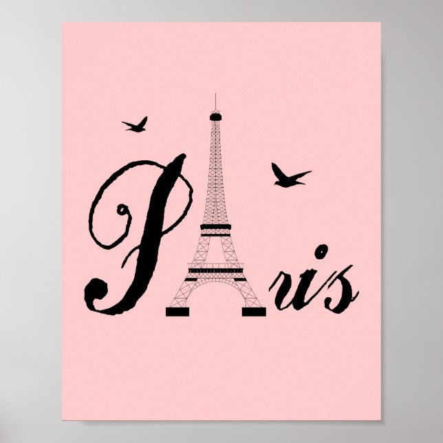 Pink Paris Modern Art Poster Print (Front)