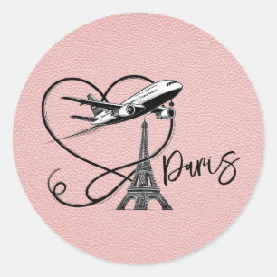 Pink Paris Passport  Classic Round Sticker