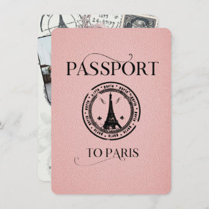 Pink Paris Passport Party Invite