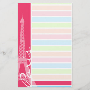 Pink Paris; Retro Neon Rainbow Stationery
