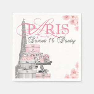 Pink Paris Sweet 16 Birthday Party Napkin