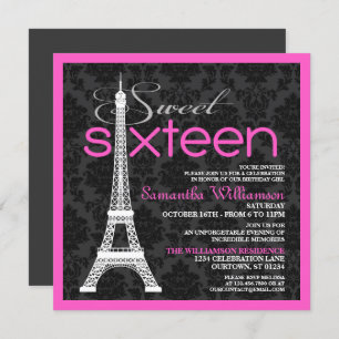 Pink Paris Sweet 16 Invitations