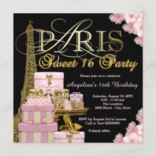 Pink Paris Sweet 16 Party Invitation