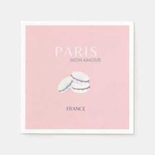 Pink Paris Travel Art Pastel Preppy Macarons  Napkin