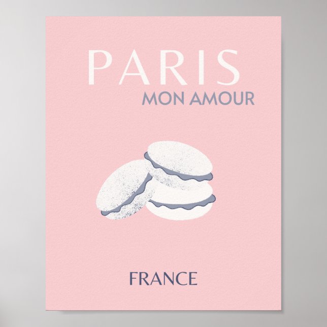 Pink Paris Travel Art Pastel Preppy Macarons  Poster (Front)