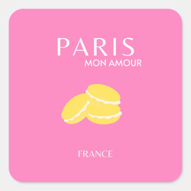 Pink Paris Travel Art Retro Art Preppy Art Decor  Square Sticker (Front)