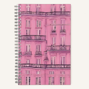 Pink Parisian Apartment Facade Pattern   Elegant F Notebook
