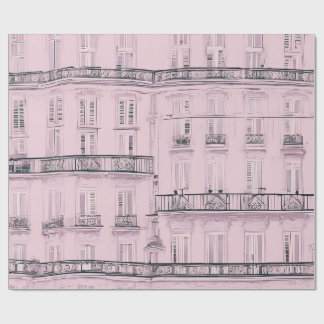Pink Parisian Apartment Facade Pattern | Wrapping  Paper