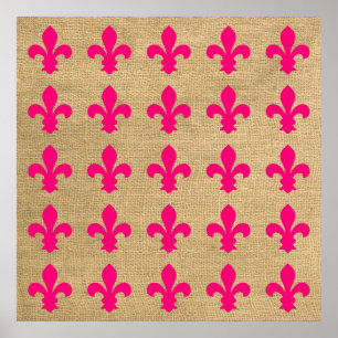 Pink Parisian Moods Fleur de Lys Pattern Poster