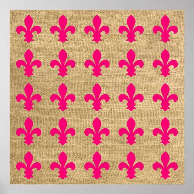Pink Parisian Moods Fleur de Lys Pattern Poster (Front)