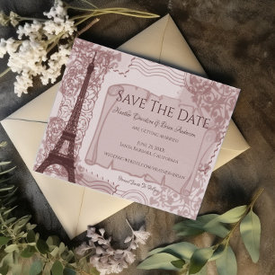 Pink Parisian Save The Date Announcement