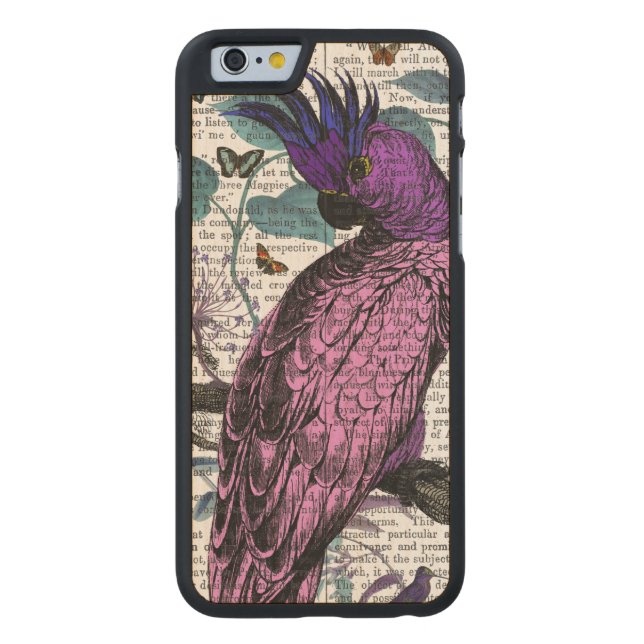 Pink Parrot Carved Wood iPhone Case (Back)