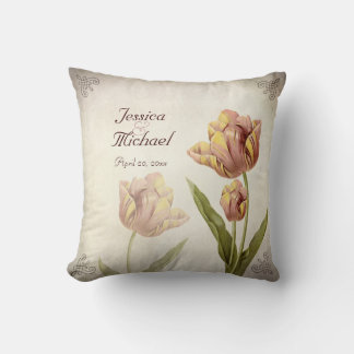 Pink Parrot Tulip Personalised Anniversary Pillow