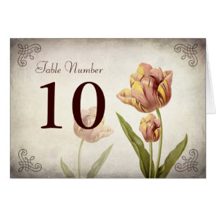 Pink Parrot Tulip Table Number Card