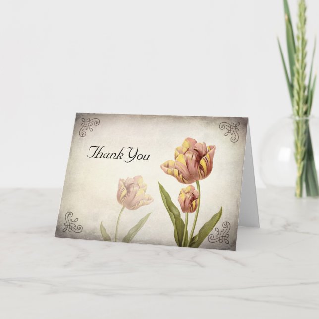 Pink Parrot Tulip Thank You Card (Front)