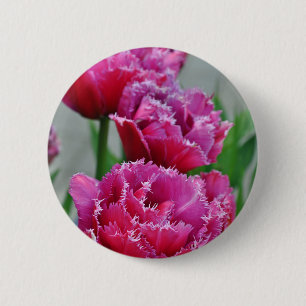 Pink parrot tulips 6 cm round badge
