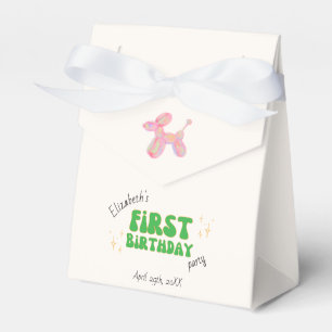 Pink Party Balloon Animal 1st Birthday Party Favour Box