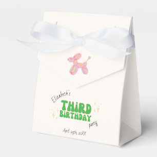 Pink Party Balloon Animal 3rd Birthday Party Favour Box