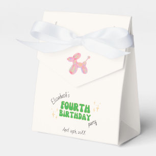 Pink Party Balloon Animal 4th Birthday Party Favour Box