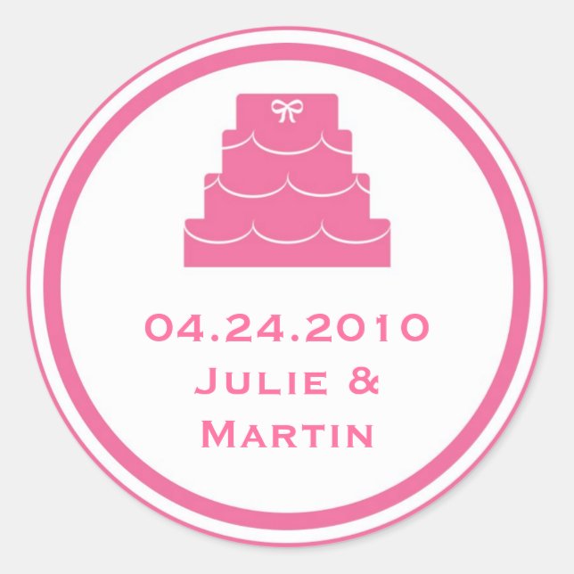 Pink party cake wedding favour tag seal label (Front)