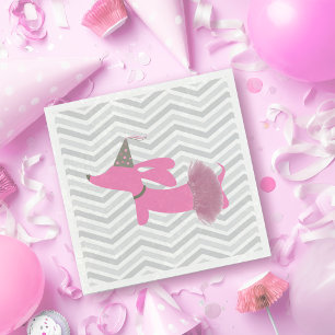 Pink Party Dachshund Napkins
