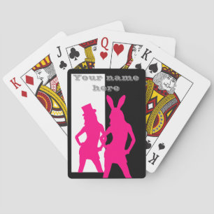 Pink party Girl silhouette Playing Cards