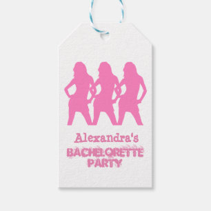 Pink party girls personalised bachelorette party gift tags