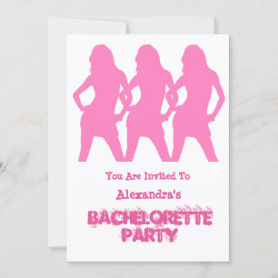 Pink party girls personalised bachelorette party invitation