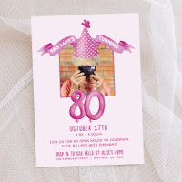 Pink Party Hat 80th Birthday Open House Photo