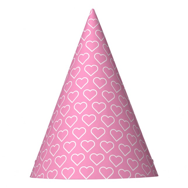 Pink Party Hat with Hearts - Choose Colours (Front)