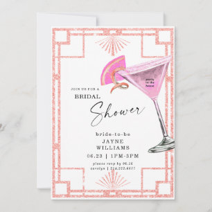 Pink Party in the House Cocktail Bridal Shower Invitation