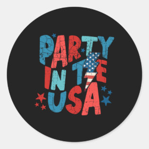 Pink Party In The Usa 4th Of July Shirt Mum And Gi Classic Round Sticker