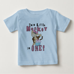 Pink Party Monkey 1st Birthday Tshirts and Gifts