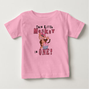 Pink Party Monkey 1st Birthday Tshirts and Gifts