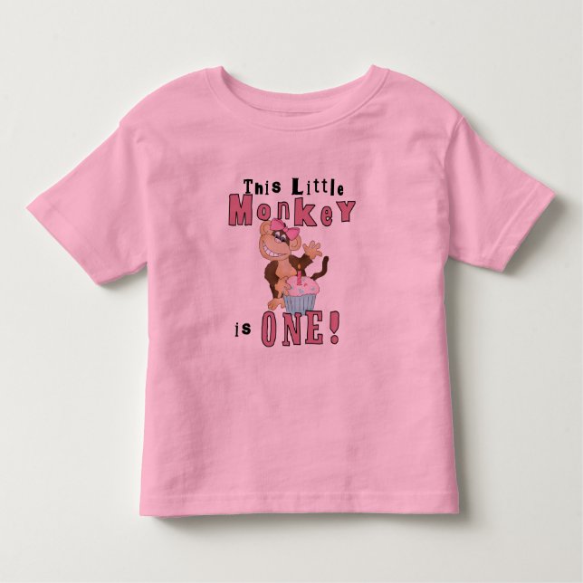Pink Party  Monkey 1st Birthday Tshirts and Gifts (Front)